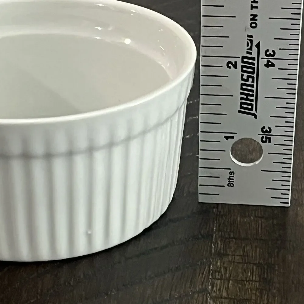 BIA Cordon Bleu Set of 4 Ramekins White Circular Porcelain Ribbed 3.75